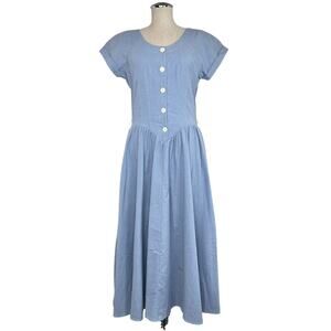 Vintage Tickets California Chambray Blue Maxi Dress USA Cotton Size 11/12 NWT